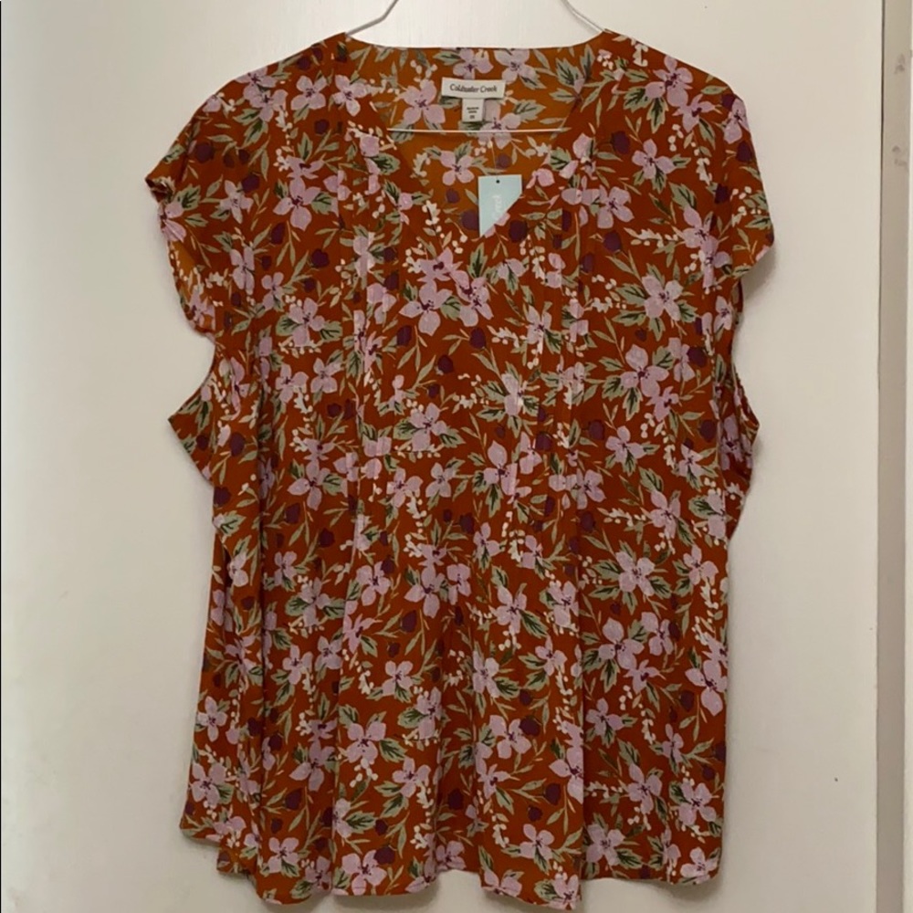 Coldwater Creek Plus Size Cap Sleeve Blouse